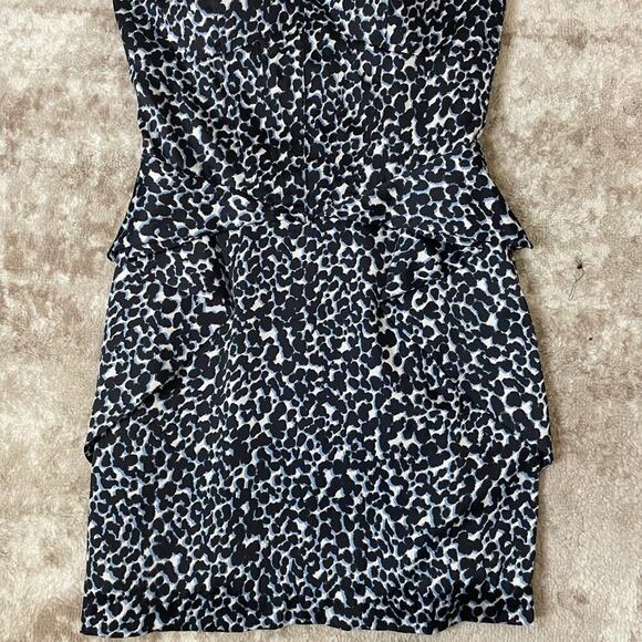 BCBG GENERATION Cheeta Print Cocktail mini Dress BLACK, blue, white SZ 4 in EUC - Picture 9 of 14